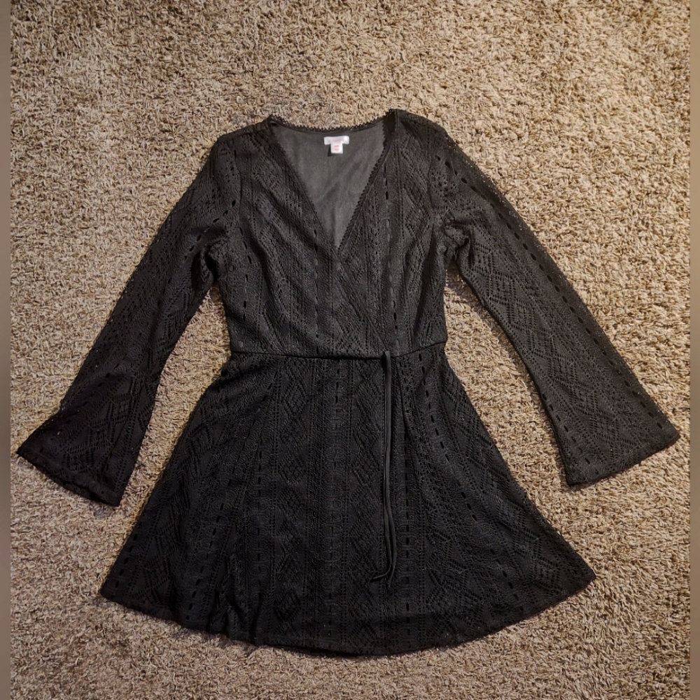 Xhilaration Black Dress Or Coverup Beach Crochet